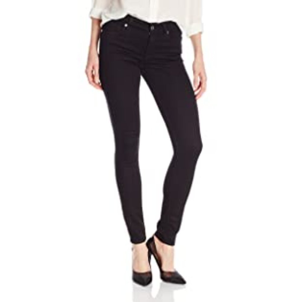 7 for all Mankind Midrise Skinny Black denim jean